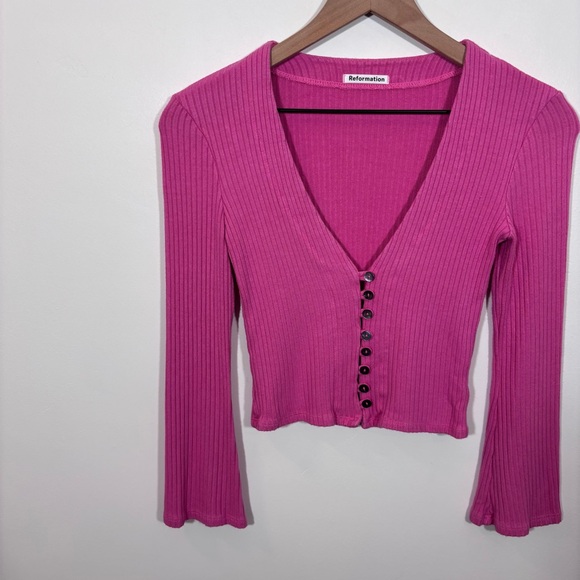 Reformation Gellar Knit Top Pink Size XS - Picture 4 of 14